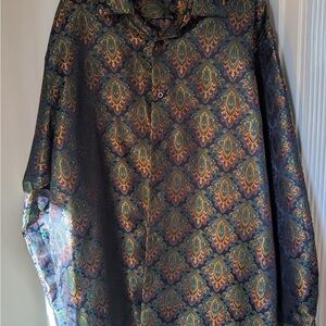 DibanGu Men's Elegant Paisley Shirt Jacket